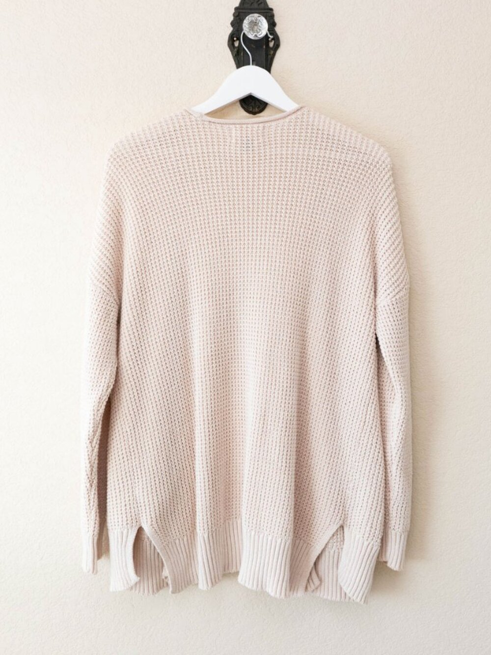 Universal Thread Beige Open Knit Cardigan Medium Cotton Open Front Pocket Sweate - Picture 10 of 14